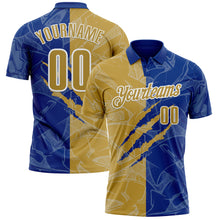 Laden Sie das Bild in den Galerie-Viewer, Custom Graffiti Pattern Old Gold Royal-White 3D Scratch Performance Polo Shirt
