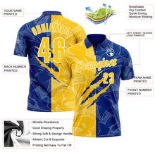 Laden Sie das Bild in den Galerie-Viewer, Custom Graffiti Pattern Yellow Royal-White 3D Scratch Performance Polo Shirt
