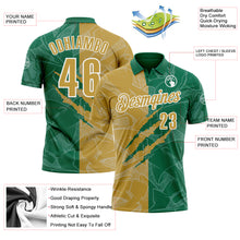 Laden Sie das Bild in den Galerie-Viewer, Custom Graffiti Pattern Old Gold Kelly Green-White 3D Scratch Performance Polo Shirt
