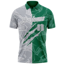 Laden Sie das Bild in den Galerie-Viewer, Custom Graffiti Pattern Gray Kelly Green-White 3D Scratch Performance Polo Shirt
