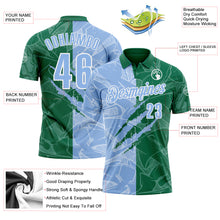 Laden Sie das Bild in den Galerie-Viewer, Custom Graffiti Pattern Light Blue Kelly Green-White 3D Scratch Performance Polo Shirt
