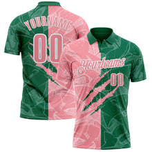 Laden Sie das Bild in den Galerie-Viewer, Custom Graffiti Pattern Medium Pink Kelly Green-White 3D Scratch Performance Polo Shirt
