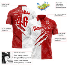 Laden Sie das Bild in den Galerie-Viewer, Custom Graffiti Pattern Red-White 3D Scratch Performance Polo Shirt
