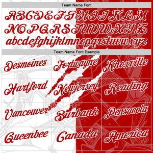 Custom Graffiti Pattern Red-White 3D Scratch Performance Polo Shirt