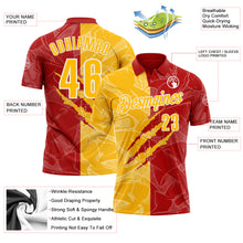 Laden Sie das Bild in den Galerie-Viewer, Custom Graffiti Pattern Gold Red-White 3D Scratch Performance Polo Shirt
