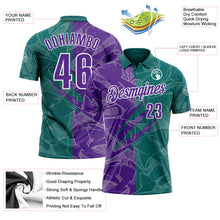 Laden Sie das Bild in den Galerie-Viewer, Custom Graffiti Pattern Purple Teal-White 3D Scratch Performance Polo Shirt
