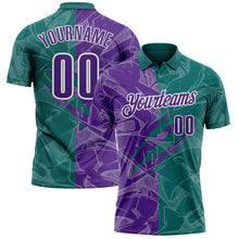 Laden Sie das Bild in den Galerie-Viewer, Custom Graffiti Pattern Purple Teal-White 3D Scratch Performance Polo Shirt
