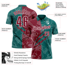 Laden Sie das Bild in den Galerie-Viewer, Custom Graffiti Pattern Crimson Teal-White 3D Scratch Performance Polo Shirt
