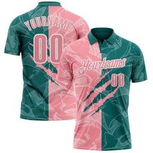 Laden Sie das Bild in den Galerie-Viewer, Custom Graffiti Pattern Medium Pink Teal-White 3D Scratch Performance Polo Shirt
