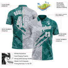 Laden Sie das Bild in den Galerie-Viewer, Custom Graffiti Pattern Gray Teal-White 3D Scratch Performance Polo Shirt

