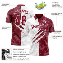 Laden Sie das Bild in den Galerie-Viewer, Custom Graffiti Pattern Crimson-White 3D Scratch Performance Polo Shirt
