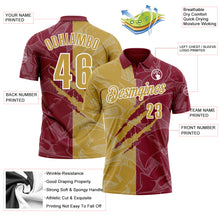 Laden Sie das Bild in den Galerie-Viewer, Custom Graffiti Pattern Old Gold Crimson-White 3D Scratch Performance Polo Shirt
