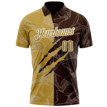 Laden Sie das Bild in den Galerie-Viewer, Custom Graffiti Pattern Old Gold Brown-White 3D Scratch Performance Polo Shirt
