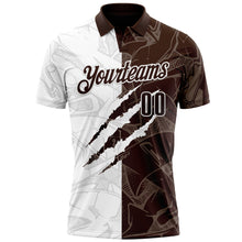 Laden Sie das Bild in den Galerie-Viewer, Custom Graffiti Pattern Brown-White 3D Scratch Performance Polo Shirt
