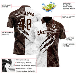 Custom Graffiti Pattern Brown-White 3D Scratch Performance Polo Shirt