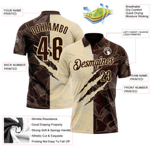 Laden Sie das Bild in den Galerie-Viewer, Custom Graffiti Pattern Brown-Cream 3D Scratch Performance Polo Shirt
