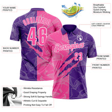 Laden Sie das Bild in den Galerie-Viewer, Custom Graffiti Pattern Pink Purple-White 3D Scratch Performance Polo Shirt
