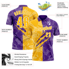 Laden Sie das Bild in den Galerie-Viewer, Custom Graffiti Pattern Gold Purple-White 3D Scratch Performance Polo Shirt

