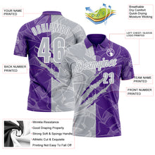 Laden Sie das Bild in den Galerie-Viewer, Custom Graffiti Pattern Gray Purple-White 3D Scratch Performance Polo Shirt
