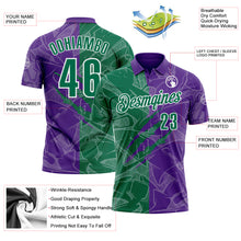 Laden Sie das Bild in den Galerie-Viewer, Custom Graffiti Pattern Kelly Green Purple-White 3D Scratch Performance Polo Shirt
