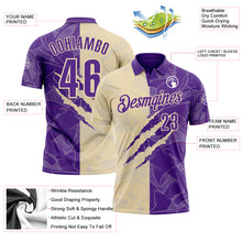 Laden Sie das Bild in den Galerie-Viewer, Custom Graffiti Pattern Purple-Cream 3D Scratch Performance Polo Shirt
