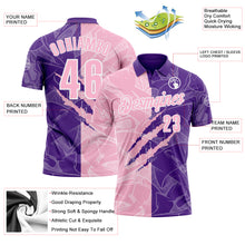 Laden Sie das Bild in den Galerie-Viewer, Custom Graffiti Pattern Light Pink Purple-White 3D Scratch Performance Polo Shirt
