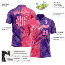 Laden Sie das Bild in den Galerie-Viewer, Custom Graffiti Pattern Neon Pink Purple-White 3D Scratch Performance Polo Shirt
