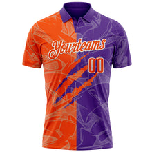 Laden Sie das Bild in den Galerie-Viewer, Custom Graffiti Pattern Orange Purple-White 3D Scratch Performance Polo Shirt
