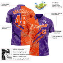 Laden Sie das Bild in den Galerie-Viewer, Custom Graffiti Pattern Orange Purple-White 3D Scratch Performance Polo Shirt
