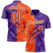 Laden Sie das Bild in den Galerie-Viewer, Custom Graffiti Pattern Orange Purple-White 3D Scratch Performance Polo Shirt
