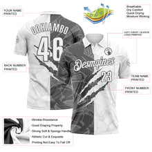 Laden Sie das Bild in den Galerie-Viewer, Custom Graffiti Pattern White-Steel Gray 3D Scratch Performance Polo Shirt
