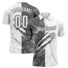 Laden Sie das Bild in den Galerie-Viewer, Custom Graffiti Pattern White-Steel Gray 3D Scratch Performance Polo Shirt
