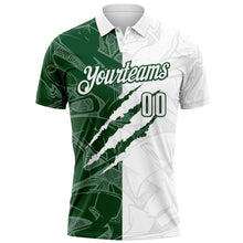 Laden Sie das Bild in den Galerie-Viewer, Custom Graffiti Pattern White-Green 3D Scratch Performance Polo Shirt
