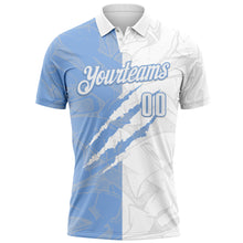 Laden Sie das Bild in den Galerie-Viewer, Custom Graffiti Pattern White-Light Blue 3D Scratch Performance Polo Shirt

