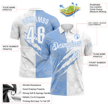 Laden Sie das Bild in den Galerie-Viewer, Custom Graffiti Pattern White-Light Blue 3D Scratch Performance Polo Shirt
