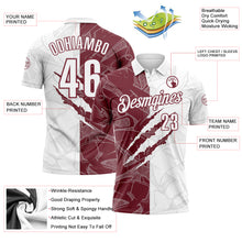 Laden Sie das Bild in den Galerie-Viewer, Custom Graffiti Pattern White-Burgundy 3D Scratch Performance Polo Shirt
