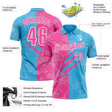 Laden Sie das Bild in den Galerie-Viewer, Custom Graffiti Pattern Pink Sky Blue-White 3D Scratch Performance Polo Shirt
