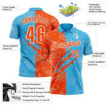 Laden Sie das Bild in den Galerie-Viewer, Custom Graffiti Pattern Orange Sky Blue-White 3D Scratch Performance Polo Shirt
