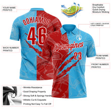 Laden Sie das Bild in den Galerie-Viewer, Custom Graffiti Pattern Red Sky Blue-White 3D Scratch Performance Polo Shirt
