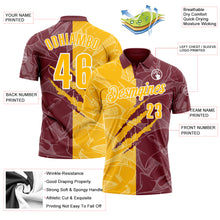 Laden Sie das Bild in den Galerie-Viewer, Custom Graffiti Pattern Gold Burgundy-White 3D Scratch Performance Polo Shirt
