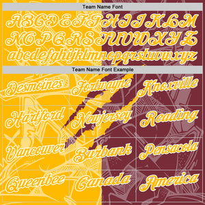 Custom Graffiti Pattern Gold Burgundy-White 3D Scratch Performance Polo Shirt