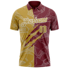 Laden Sie das Bild in den Galerie-Viewer, Custom Graffiti Pattern Old Gold Burgundy-White 3D Scratch Performance Polo Shirt

