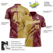 Laden Sie das Bild in den Galerie-Viewer, Custom Graffiti Pattern Old Gold Burgundy-White 3D Scratch Performance Polo Shirt
