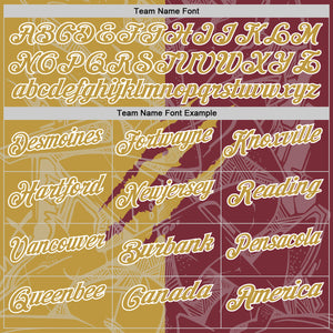 Custom Graffiti Pattern Old Gold Burgundy-White 3D Scratch Performance Polo Shirt