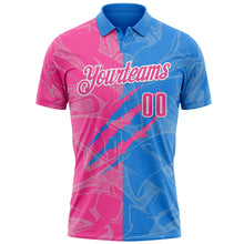 Laden Sie das Bild in den Galerie-Viewer, Custom Graffiti Pattern Pink Powder Blue-White 3D Scratch Performance Polo Shirt
