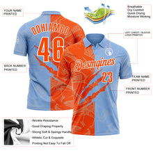 Laden Sie das Bild in den Galerie-Viewer, Custom Graffiti Pattern Orange Light Blue-White 3D Scratch Performance Polo Shirt

