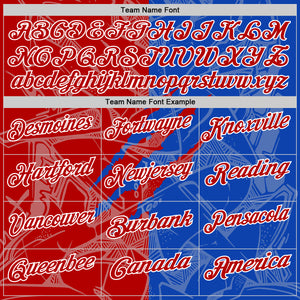 Custom Graffiti Pattern Red Thunder Blue-White 3D Scratch Performance Polo Shirt