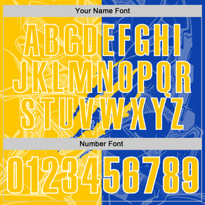 Custom Graffiti Pattern Yellow Thunder Blue-White 3D Scratch Performance Polo Shirt