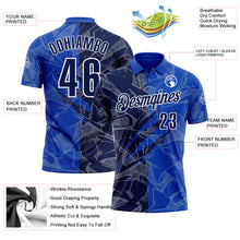 Laden Sie das Bild in den Galerie-Viewer, Custom Graffiti Pattern Navy Thunder Blue-White 3D Scratch Performance Polo Shirt

