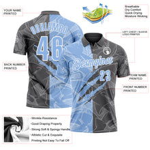 Laden Sie das Bild in den Galerie-Viewer, Custom Graffiti Pattern Light Blue Steel Gray-White 3D Scratch Performance Polo Shirt
